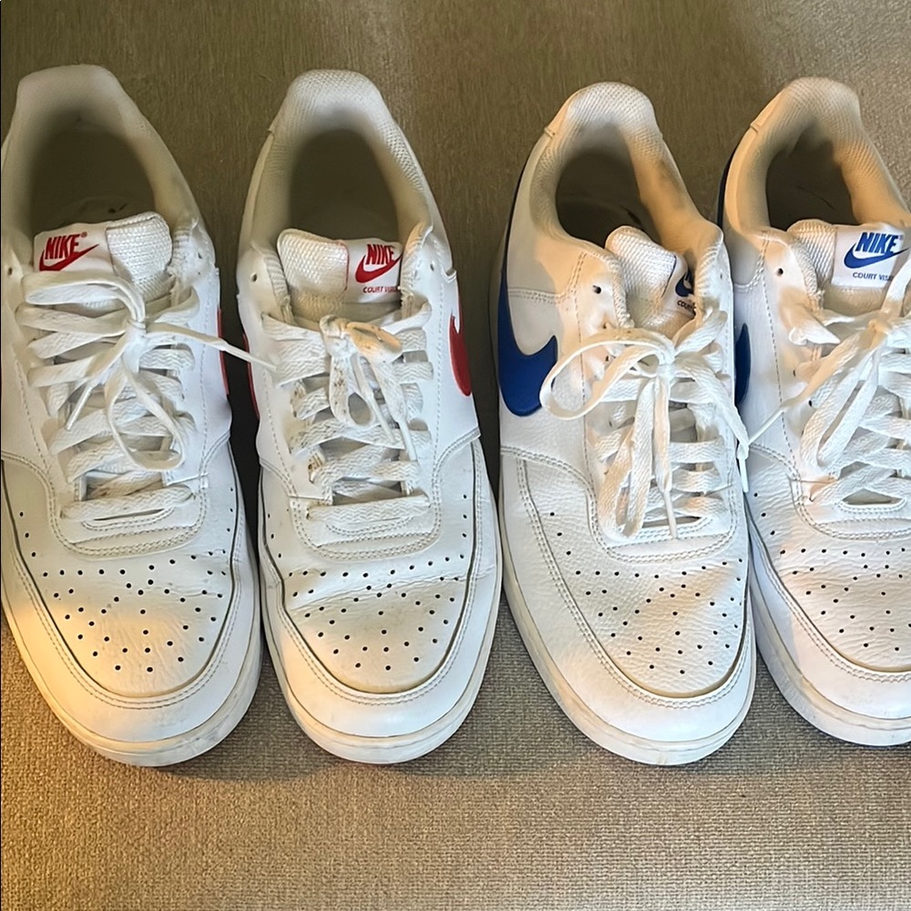 Nike White Sneakers with Red and Blue Accents